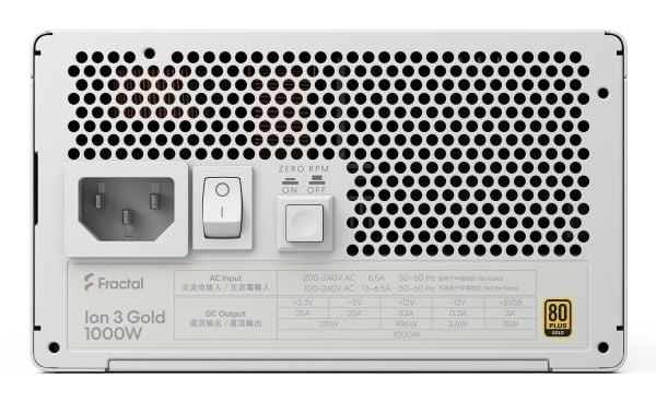 Fractal Design Strømforsyning FDE Ion 3 GOLD 1000W 80+ GOLD Hvit