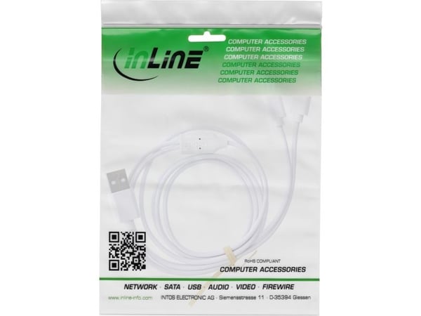InLine 35126W, 0,5 m, USB A, 2 x USB C, USB 2.0, Valkoinen