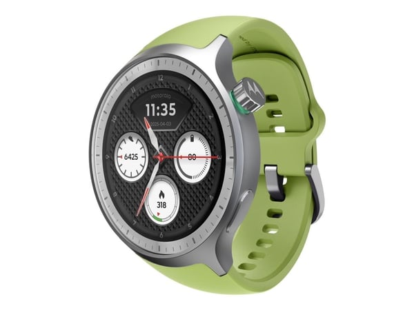 Motorola Moto Watch - Matte silver - smartklokke med bånd - silikon - pantone herbal garden - display 1.4" - 4 GB - Bluetooth - 40 g