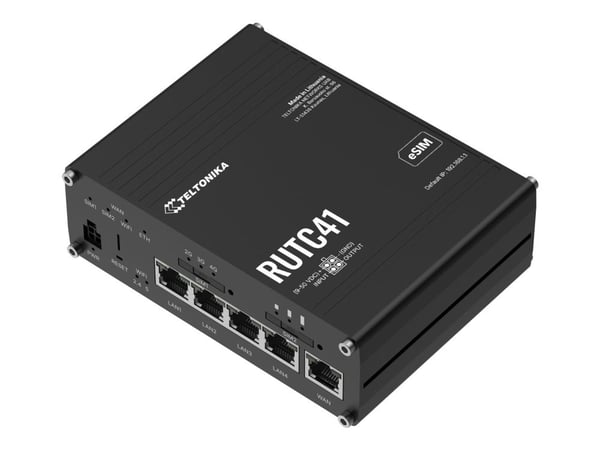 Teltonika RUTC41 - Trådløs ruter - WWAN 4-portssvitsj - 1GbE, PPP - Wi-Fi 6 - Dobbeltbånd - 3G, 4G, 2G - DIN-skinnemonterbar, veggmonterbar, overfl...
