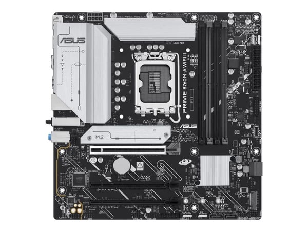 ASUS PRIME B760M-A WIFI II - Hovedkort - micro ATX - LGA1700-sokkel - B760 Chipset - USB 3.2 Gen 1, USB-C 3.2 Gen 1, USB 3.2 Gen 2 - 2.5 Gigabit LA...