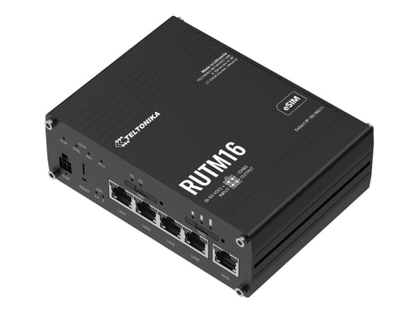 Teltonika RUTM16 - Trådløs ruter - WWAN 4-portssvitsj - PPP, 1GbE - Wi-Fi 5 - Dobbeltbånd - 3G, 4G - DIN-skinnemonterbar, veggmonterbar, overflatem...