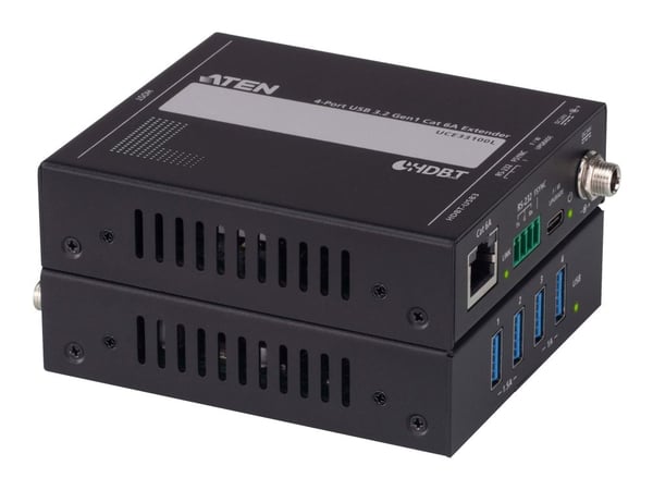 ATEN UCE33100, Verkkolähetin ja -vastaanotin, 100 m, Cat6a, musta, Metalli, 2,64 W
