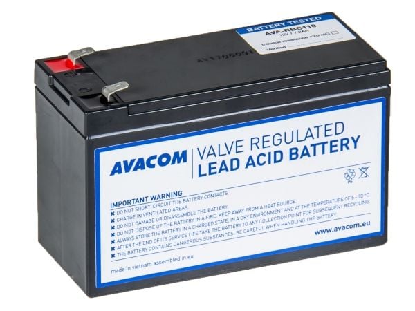 AVACOM AVA-RBC110, Forseglet blysyre (VRLA), 12 V, 7,2 Ah, 1 stykker, Sort, Part Numbers: APCRBC110 RBC110 Modely: BC500-RS BC650-RS BC750-RS BE550...