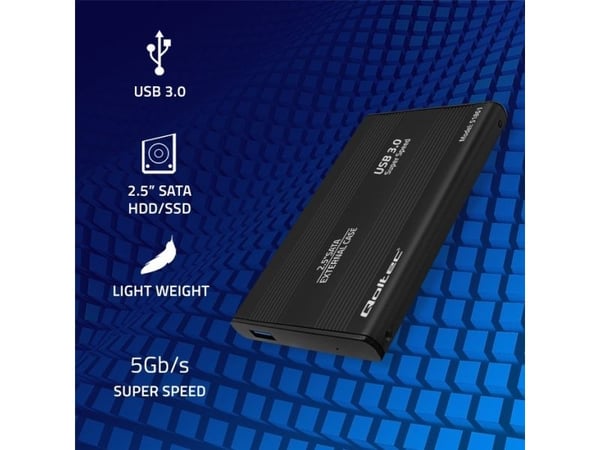 Qoltec - Lagringspakke - 2,5" - SATA 6Gb/s - USB 3.0 - svart