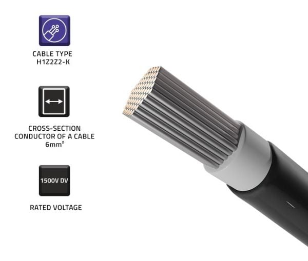 Qoltec - Samlet strømkabel - 1500 V - 70 A - 100 m - halogenfri, flertrådet, innendørs/utendørs, power 105 kW - svart