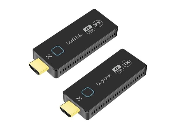 LogiLink HDW0111, 3840 x 2160 piksler, AV-sender og -mottaker, 50 m, Ledning & Trådløs, Sort, HDCP