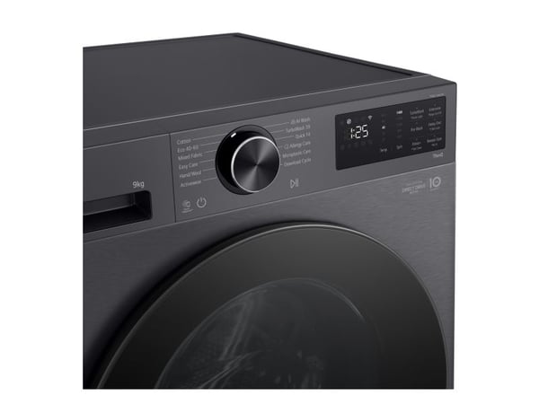 LG F2X50S9TBB - Vaskemaskin - Wi-Fi - bredde: 60 cm - dybde: 53.5 cm - høyde: 85 cm - frontileggelse - 9 kg - 1200 rpm - mattsvart