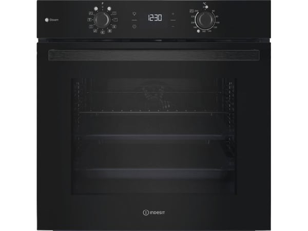 Indesit IO K58HS B, Keskikokoinen, Sähköuuni, 71 L, 71 L, Pakotettu tuuletin, Hydrolyyttinen