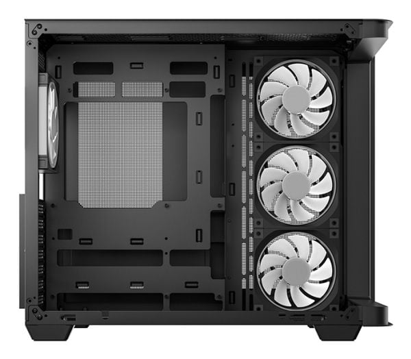 DeepCool CG530U 4F - Mid tower - ATX - sidepanel med vindu (herdet glass) - ingen strømforsyning (ATX / PS/2) - svart - USB/lyd