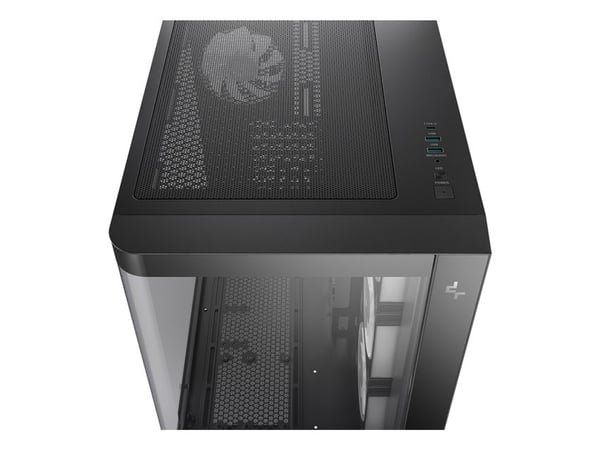 DeepCool CG530U 4F - Mid tower - ATX - sidepanel med vindu (herdet glass) - ingen strømforsyning (ATX / PS/2) - svart - USB/lyd