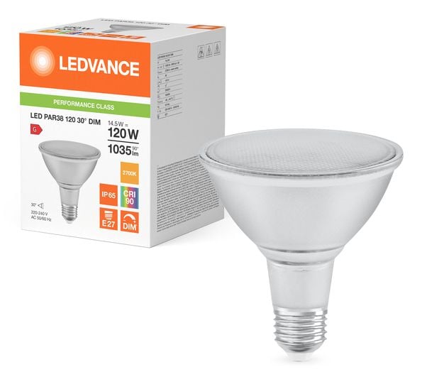 LEDVANCE LED PAR38 1035lm 15.2W/927 (120W) E27 himmennettävissä