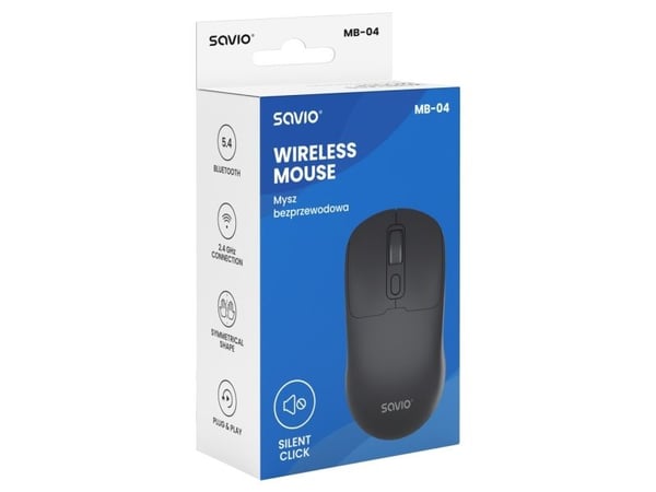 Savio MB-04, kaksoiskäsiohjain, IR LED, Bluetooth, 1600 dpi, Lajittelu