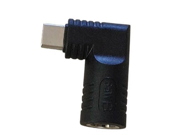 CoreParts - Adapter för effektkontakt - USB-C (hane) rak till DC-jack 7,4 x 5,0 mm (hona) vinklad - USB Power Delivery (90W) - svart