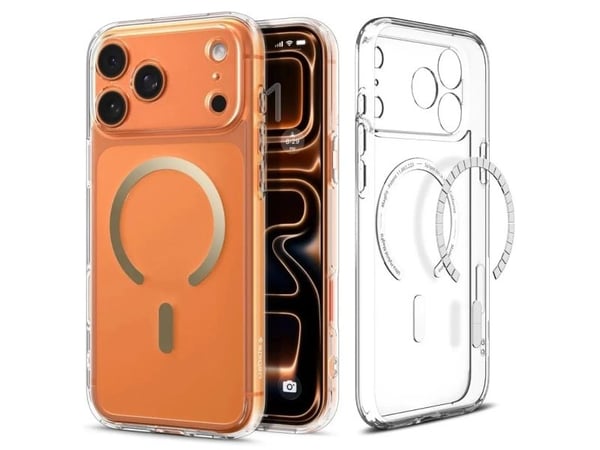 Spigen Ultra Hybrid (MagFit), Mobilskal, Apple, iPhone 17 Pro, 16 cm (6.3"), Guld, Transparent