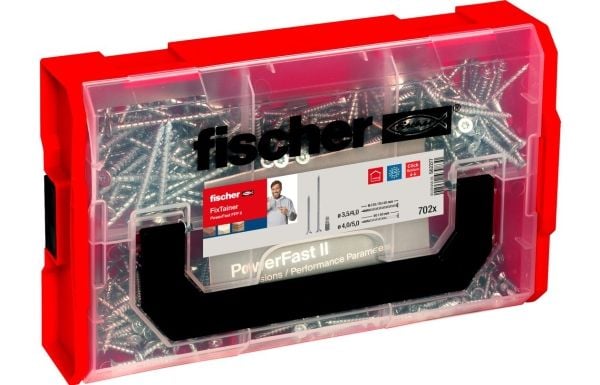 Fischer 562277, Skruesett, Sinkbelagt stål, Tre, Zink, Delgjenge, Forsenket hode