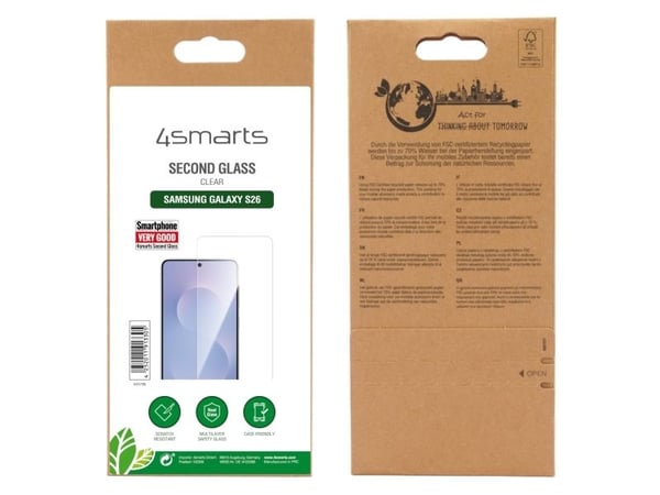 4smarts 541736, Samsung, Galaxy S26, Fallbestandig, Slagbestandig, Ripebestandig, Gjennomsiktig, 1 stykker