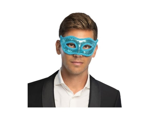 Turkos paljett halvmask