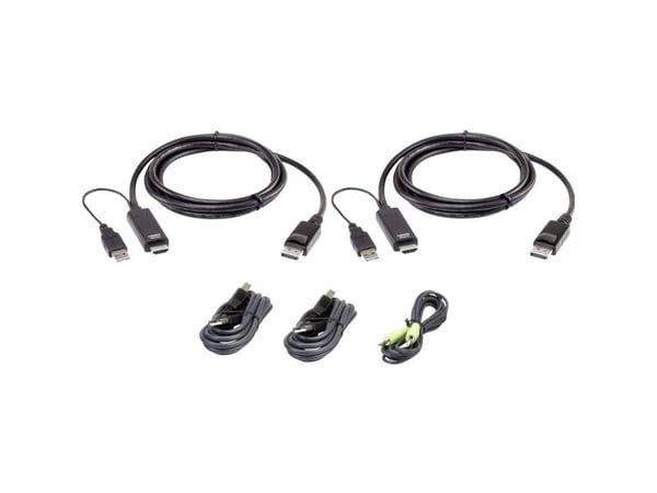 ATEN 2L-7D02UHDPX5, 1,8 m, USB, USB, HDMI, Sort, DisplayPort