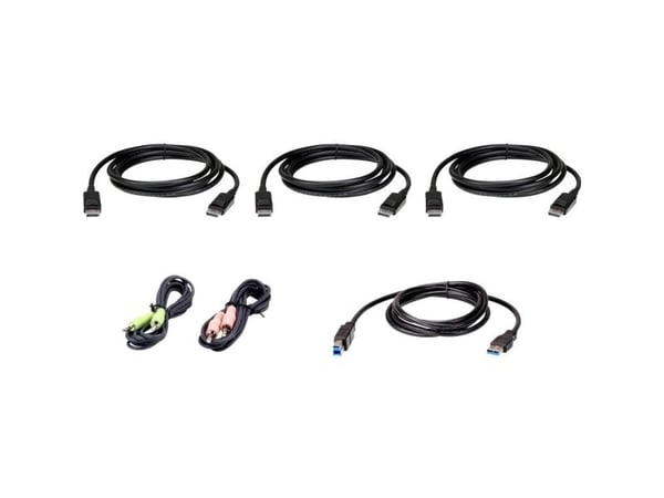 ATEN 2L-7D02UDPX6, 1,8 m, USB, USB, DisplayPort, Svart, USB Type-A/3.5mm/DisplayPort