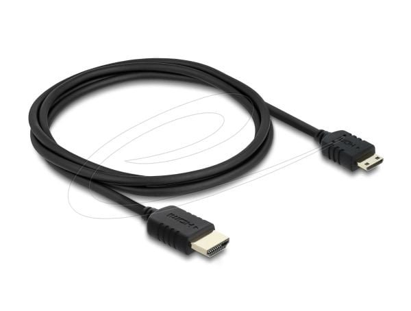Delock - High Speed - HDMI-kabel - HDMI hann til 19-stifts Mini-HDMI hann - 1 m - tredobbeltskjermet koaksial - svart - 8 K 60 Hz (7680 x 4320) stø...