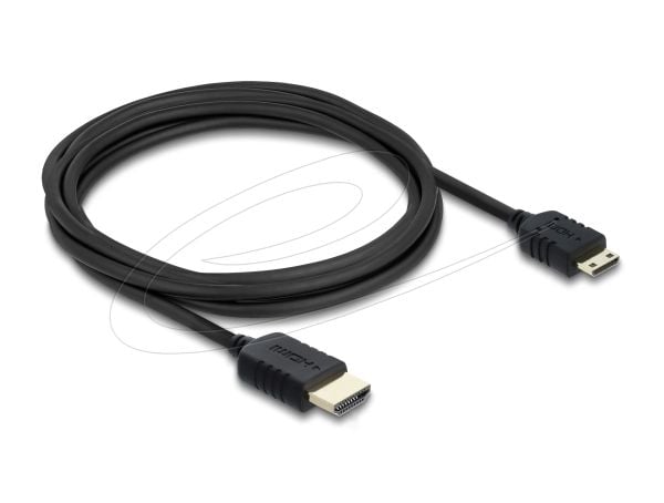 Delock - High Speed - HDMI-kabel - HDMI hann til 19-stifts Mini-HDMI hann - 3 m - tredobbeltskjermet koaksial - svart - 8 K 60 Hz (7680 x 4320) stø...
