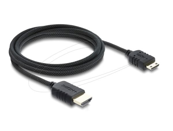 Delock - Ultra High Speed - HDMI-kabel - HDMI hann til 19 pin mini HDMI Type C hann - 2 m - tredobbeltskjermet koaksial - svart - 8 K 60 Hz (7680 x...