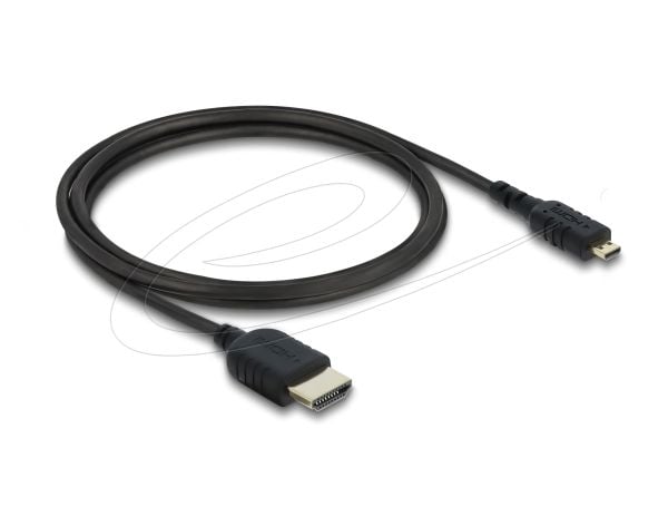 Delock - High Speed - HDMI-kabel - HDMI hann til 19 pin micro HDMI Type D hann - 1 m - tredobbeltskjermet koaksial - svart - 8 K 60 Hz (7680 x 4320...