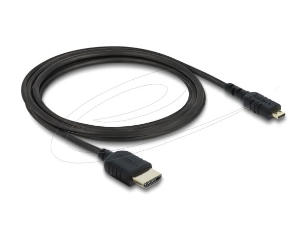 Delock - High Speed - HDMI-kabel - HDMI hann til 19 pin micro HDMI Type D hann - 2 m - tredobbeltskjermet koaksial - svart - 8 K 60 Hz (7680 x 4320...