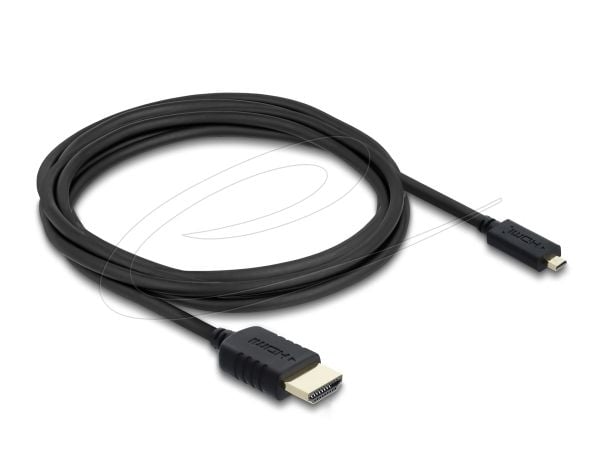 Delock - High Speed - HDMI-kabel - HDMI hann til 19 pin micro HDMI Type D hann - 3 m - tredobbeltskjermet koaksial - svart - 8 K 60 Hz (7680 x 4320...