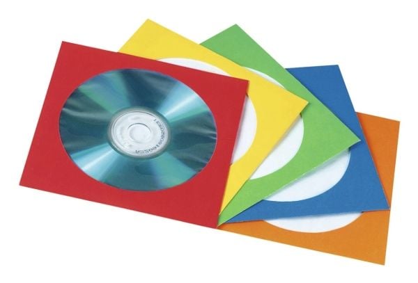 Hama CD/DVD-paperihylsyt, valikoituja värejä, 100 kpl (00078362)