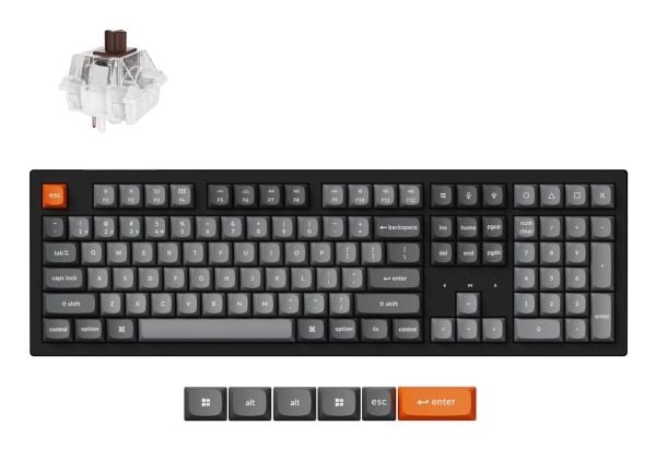 Keychron K10 Max - Tastatur - QMK , mechanical - 100% - bakgrunnsbelyst - trådløs - 2.4 GHz, Bluetooth 5.1, USB-C - tastsvitsj: Keychron Super Brown