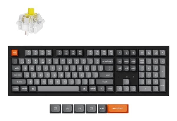 Keychron K10 Max - Tastatur - QMK, mekanisk - 100% - bakgrunnsbelyst - trådløs - Bluetooth 5.2, 2.4 GHz, USB-C - tastsvitsj: Keychron Super Banana