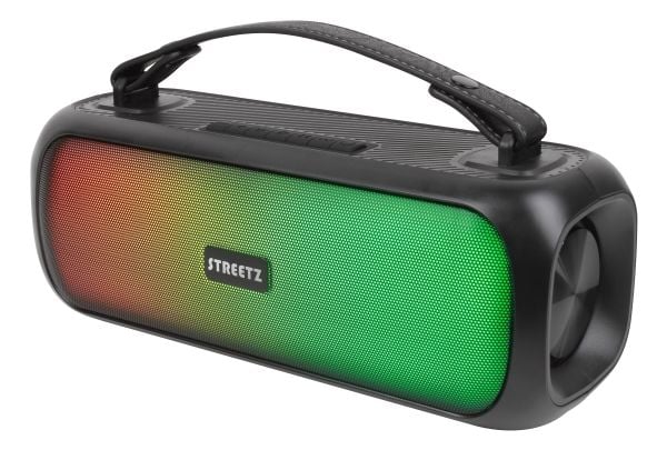 Streetz B200 Boombox 2x 7.5 W, IPX5, AUX, USB flash, LED, black, 30 W, 80 - 16000 Hz, 30 W, Ledning & Trådløs, USB Type-A, Stereo bærbar høyttaler