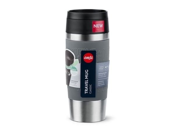EMSA Travel Mug Classic , Grå, Rustfritt stål, Silikon, Rustfritt stål, Polypropylen (PP), 36 ml, 8,3 cm, 200 mm
