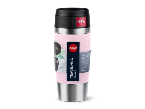 EMSA Travel Mug Classic , Rosa, Rustfritt stål, Silikon, Rustfritt stål, Polypropylen (PP), 36 ml, 8,3 cm, 200 mm