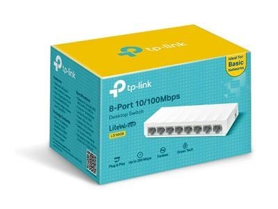 TP-Link LiteWave LS1008 - Switch - ikke-styrt - 8 x 10/100 - stasjonær