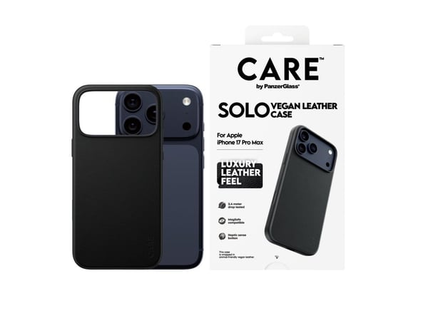 CARE by PanzerGlass Solo - Bagsidecover til mobiltelefon - MagSafe-kompatibilitet - polyuretan, polykarbonat - sort - for Apple iPhone 17 Pro Max