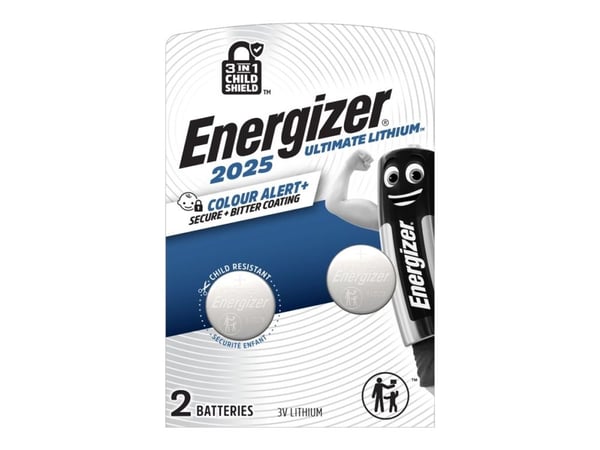 Knapcelle batterier Energizer Ultimate Lithium CR2025, pakke a 2 stk.