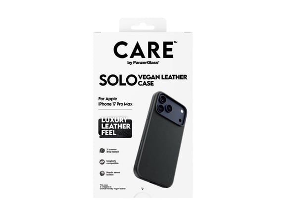 CARE by PanzerGlass Solo - Bagsidecover til mobiltelefon - MagSafe-kompatibilitet - polyuretan, polykarbonat - sort - for Apple iPhone 17 Pro Max