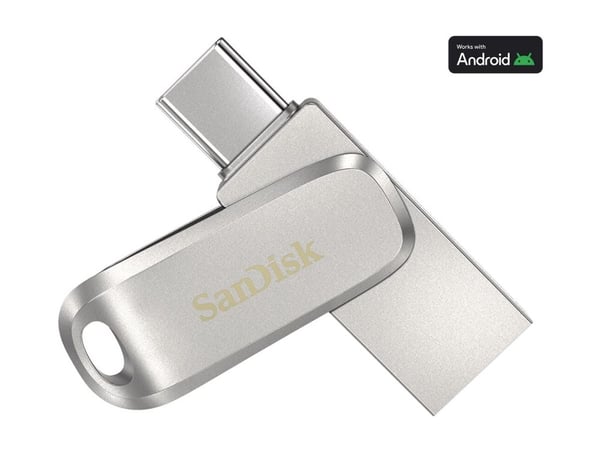 SanDisk Ultra Dual Drive Luxe - USB-flashstasjon - 2 TB - USB 3.2 Gen 1 / USB-C - sølv