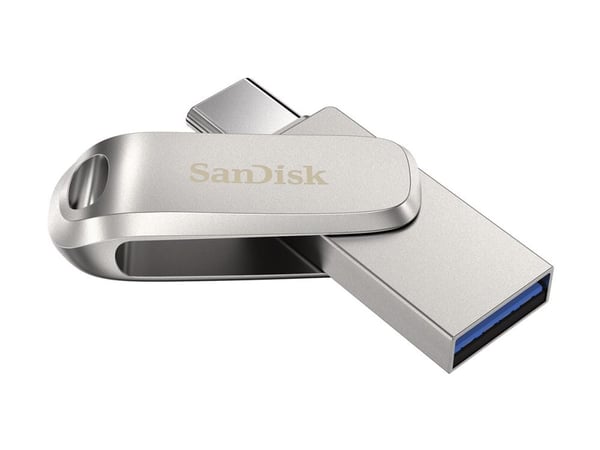 SanDisk Ultra Dual Drive Luxe - USB-flashstasjon - 2 TB - USB 3.2 Gen 1 / USB-C - sølv