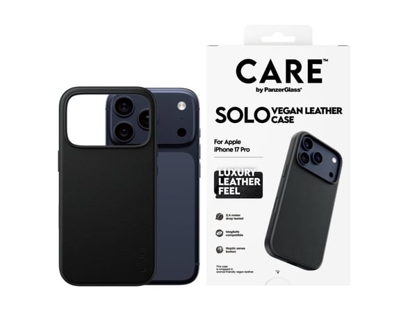 CARE by PanzerGlass Solo - Bagsidecover til mobiltelefon - MagSafe-kompatibilitet - polyuretan, polykarbonat - sort - for Apple iPhone 17 Pro