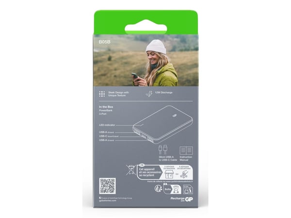 GP Batteries 405210, 5000 mAh, Lithium Polymer (LiPo), 5 V, Grå