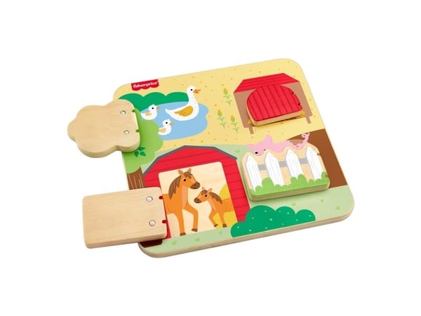 Fisher Price Wood Farm Animals Busy Board CDU