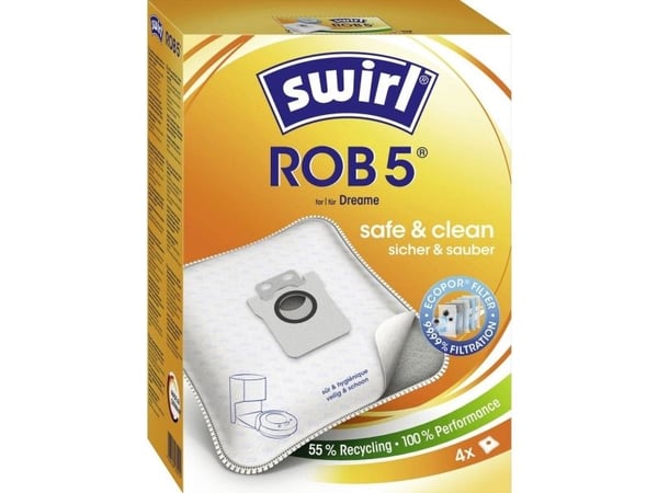 Swirl ROB 5, Pölypussi, Robotti-imuri, Valkoinen, Laatikko, 4 kpl