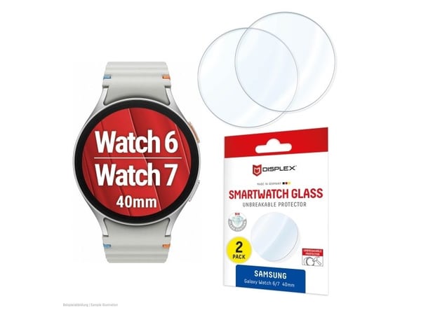 Displex 02149, Skjermbeskytter, Smartklokke, Gjennomsiktig, Samsung, Galaxy Watch 7/6 (40mm), Herdet glass