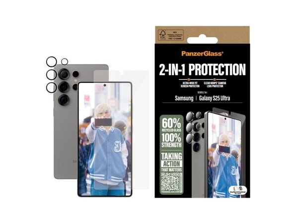 PanzerGlass - 2-i-1-pakke - skjerm- / linsebeskytterkit for mobiltelefon - ultravid passform med EasyAligner - glass - for Samsung Galaxy S25 Ultra