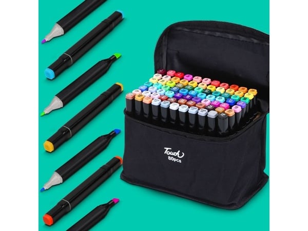 Extralink | Alcohol marker set | 80 colors, dual tips