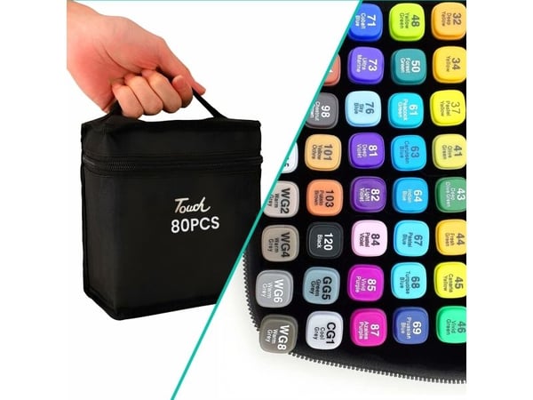 Extralink | Alcohol marker set | 80 colors, dual tips
